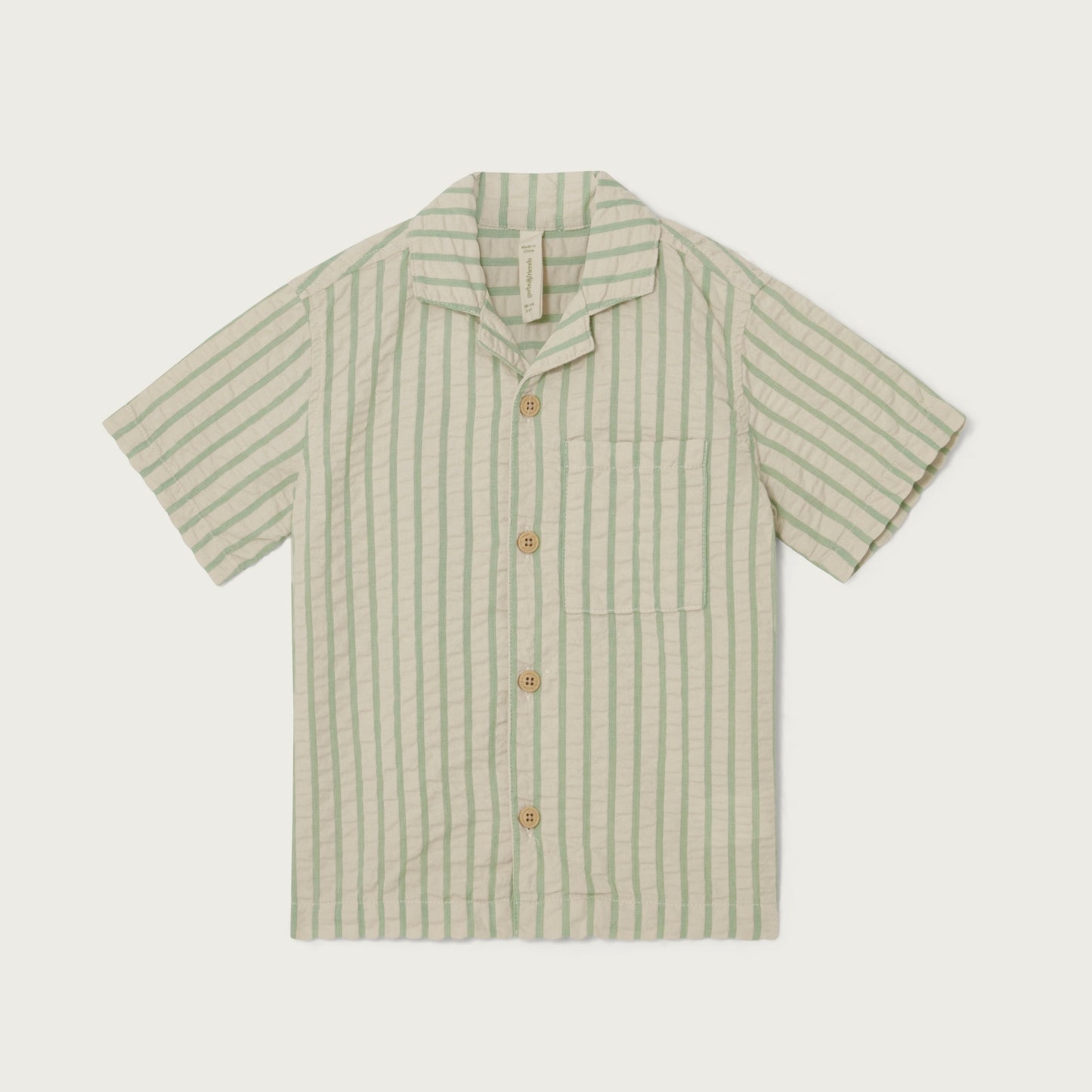 Seersucker Short Sleeve Shirt - Stripe Emerald